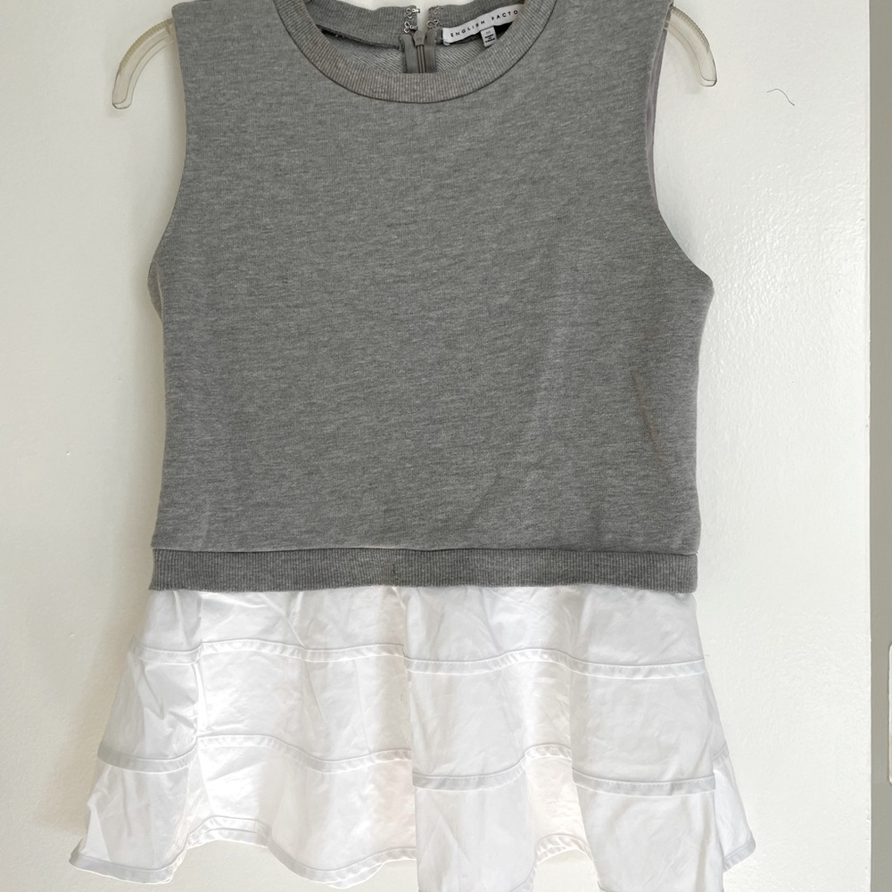 English Factory light grey sweater with faux shirt